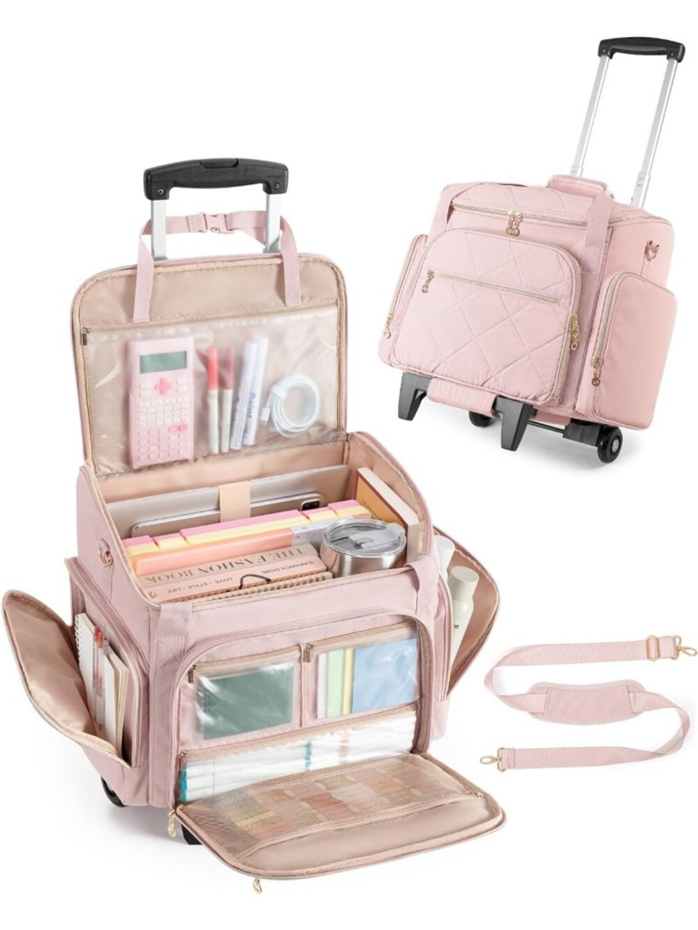 Spacious Rolling Teacher Bag with 15.6" Laptop Compartment - Perfect for Work